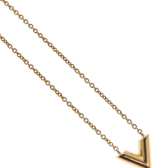 LOUIS VUITTON Essential V Necklace Gold M61083 LV Auth 133449 - Picture 1 of 15